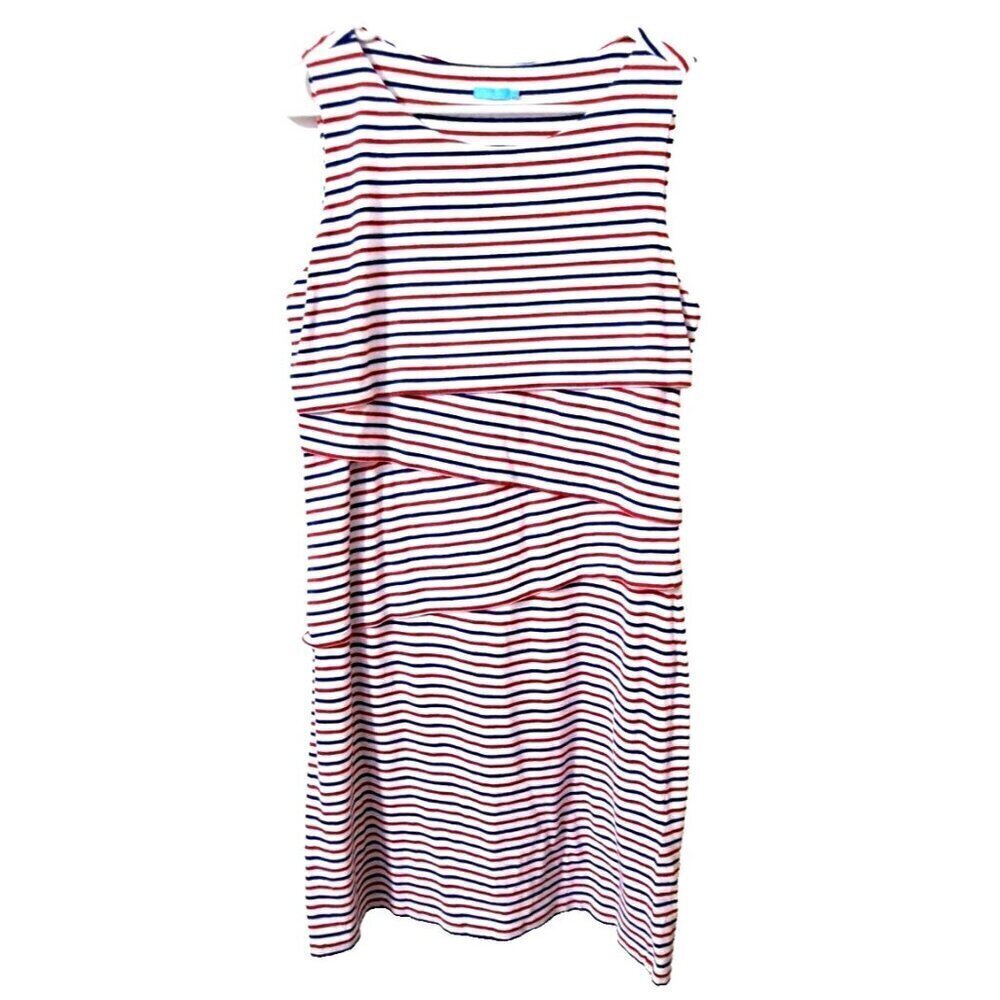 j mclaughlin Women's L Striped Sleeveless Catalina Dress RWB Patriotic Layered